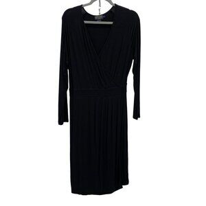 Pendleton Long Sleeve Black Faux Wrap Dress Women's Size L